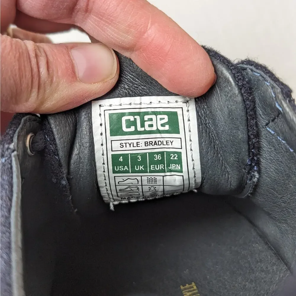 NWT Clae Bradley Textile Wool Sneakers Mens Size 4/EUR36/Womens 5.5 Deep Navy